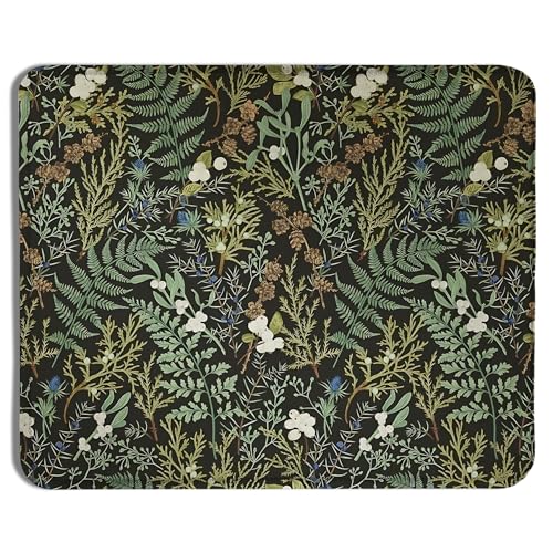 Dark Green Plant Mouse Pad Office Supplies, Vintage Green Fern Leaves Botanical Cottagecore Mouse Pads for Wireless Mouse Computers Laptop Desk Accessories, Plant Desk Accessories, 9.5x7.9 Inch - color: color 2