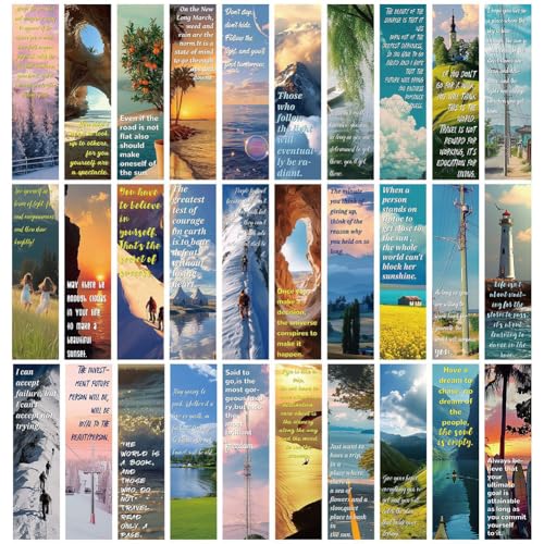 30Pcs Motivational Landscape Bookmarks Inspirational Page-Markers - color: Landscape Inspirational