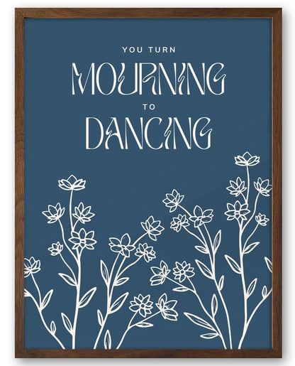 EcoHest 12x16 in Psalm 30:11 Mourning to Dancing Floral Christian Wall Art - color: Walnut Framed Dancing, size: 16"L x 12"W