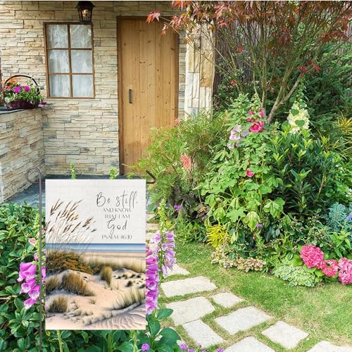 Christian Garden Flag 12x18 Inch Double Sided Be Still and Know Psalm 46:10 Scripture Bible Verse Religious Yard Flag Lawn Garden Porch Decor