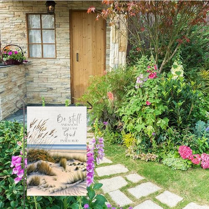 Christian Garden Flag 12x18 Inch Double Sided Be Still and Know Psalm 46:10 Scripture Bible Verse Religious Yard Flag Lawn Garden Porch Decor