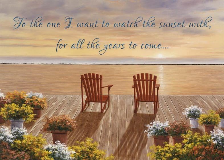 KJV Evening Deck View Anniversary Card, 1 Count - color: Evening Deck View