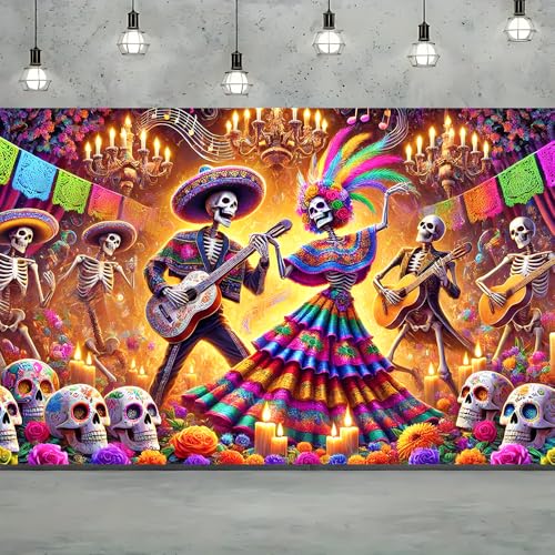 Day of the Dead Decorations Banner 71x43 in Dia de los Muertos - color: colorfulA23, size: 70.8 x 43.3 Inch