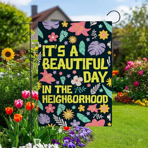 Beautiful Day Garden Flag Double Sided Retro Flower Farmhouse12x18in - color: Blue Beautiful Day