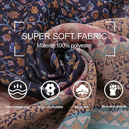 Yeieeo Boho Scarf for Women Lightweight Floral Printed Scarf Fall Winter Fashion Fringed Shawl - color: Floral 10