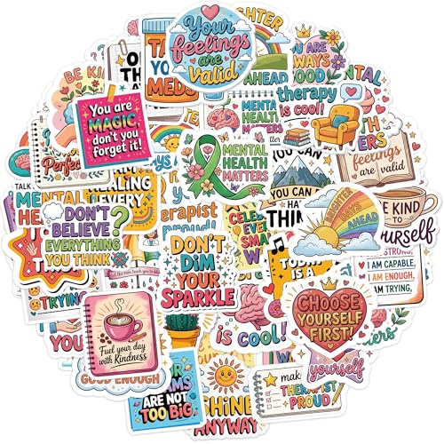 100 Pcs Mental Health Stickers, Positive Affirmation Self Care Stickers - color: Mental Health Affirmation