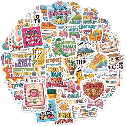 100 Pcs Mental Health Stickers, Positive Affirmation Self Care Stickers - color: Mental Health Affirmation