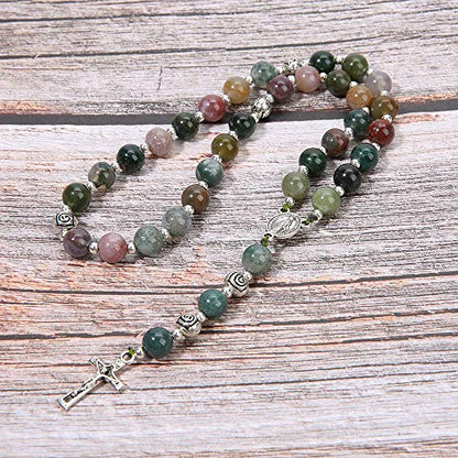 8mm Handmade Anglican Prayer Beads Rosary for Women - color: Silver (IndiaAgate)