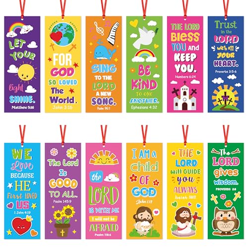 Haooryx Bible Verse Kids' Bookmarks Jesus Sun Flower Page Markers - style: Colorful Bible Verse