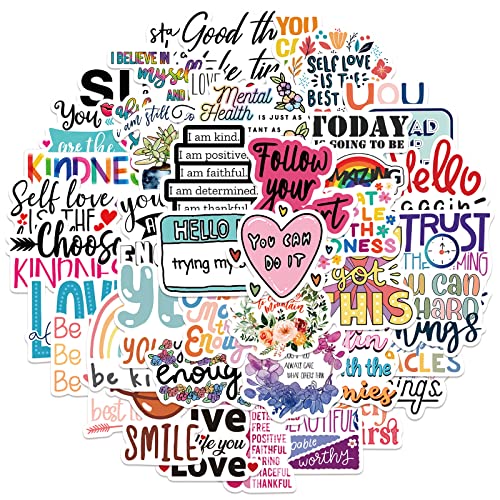 52Pcs Colorful Motivational Stickers, Inspirational Positive Affirmation Vinyl Decals, Waterproof Aesthetic Quote Stickers for Water Bottle, Laptop, Scrapbook, Journal, Diaries, Teens, Girls - color: Inspirational Sticker-4