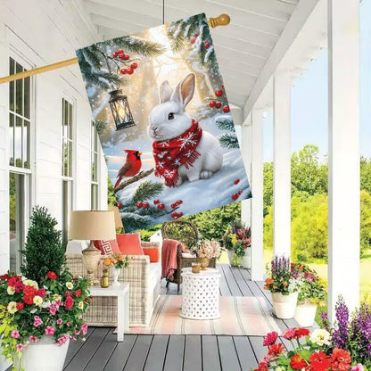 Large Winter Christmas House Yard Flags 28x40 Double Sided Outside - color: Snow, size: 28x40 Inches