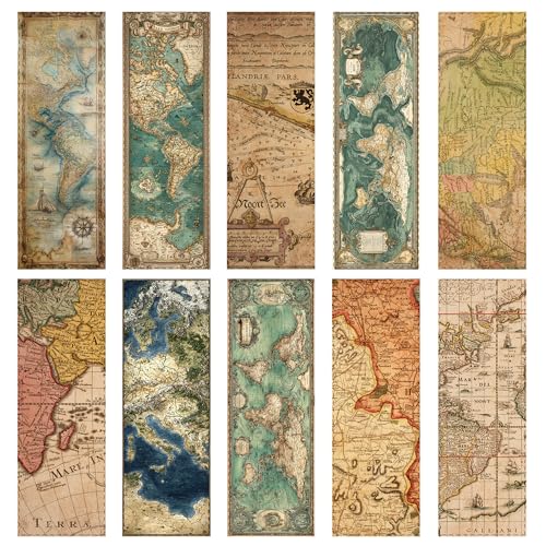 100 Pcs Vintage Map Bookmarks Bulk, Geography Map Paper Bookmarks for Men Women, Old World Bookmark Set Gifts for Book Lovers Students History Lovers Travel Scrapbooking - color: Vintage Map