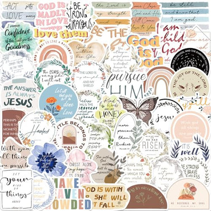 50pcs Inspirational Bible Aesthetic Stickers,Waterproof Vinyl Stickers for Water Bottles Laptop Scrapbooking Mirrors Notebooks Cars Bumpers Bikes Bedroom Travel Case Motorcycle Snowboard - color: Bible Aesthetic Stickers