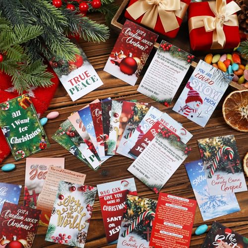 Marspark 240 Pcs Christmas Christian Gospel Tracts, Bible Cards with Verse - style: Christmas