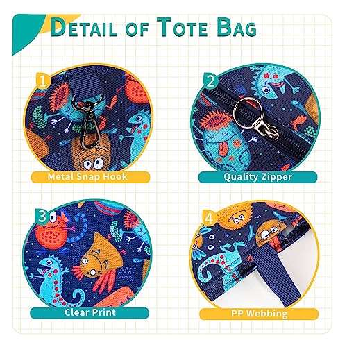 Kids Cute Tote Bags for Boys Girls Ages 4-16,Handbags with Pencil Case, Book Tote Bags with Zipper for School and Playtime (blue) - color: Blue