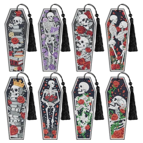 Gothic Skeleton Diamond Art Bookmarks, Diamond Painting Book Marks - style: Gothic Skeleton 8pcs