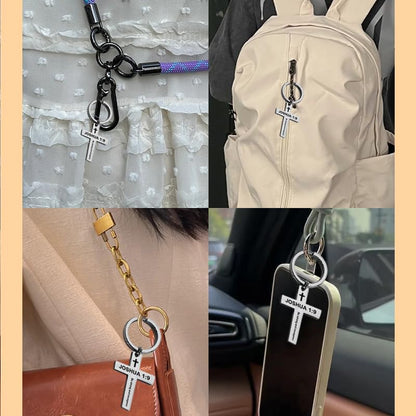 YALLNASL Christian Christmas Birthday Gifts for Daughter Son Inspirational Gifts for Women Men Christian Cross Keychains - color: Joshua 1:9