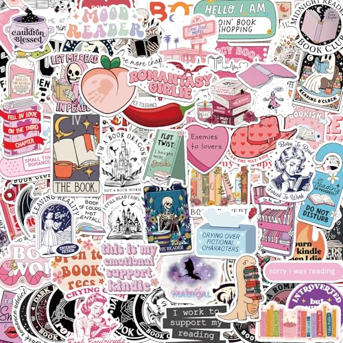 150 PCS Romance Book Stickers for Kindle, Holographic Bookish Sticker Pack Reading Booktok Book Lovers Gifts Glitter Waterproof Vinyl Decals for Laptop Ebook Readers Water Bottles Journal Scrapbook - style: 150 PCS Holographic Book Stickers