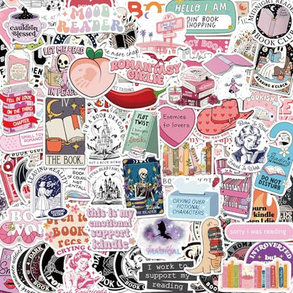 150 PCS Romance Book Stickers for Kindle, Holographic Bookish Sticker Pack Reading Booktok Book Lovers Gifts Glitter Waterproof Vinyl Decals for Laptop Ebook Readers Water Bottles Journal Scrapbook - style: 150 PCS Holographic Book Stickers