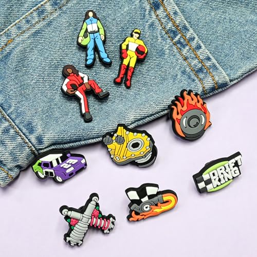 Cute Pins Bulk, Funny Lapel Badge Pins Rubber Brooch Pins for Backpacks, Hats, Bags - style: Racing car-30PCS
