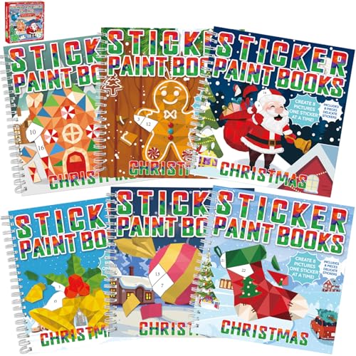 6 Pcs Christmas Paint by Sticker Books for Kids Ages 4-8 Sticker by Number Books Activity Book for Kids Ages 3-5 Sticker Puzzle Book Craft Art Toddler Girl Gift with Santa Snowman Reindeer 48 Pictures - style: Christmas