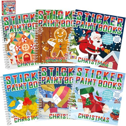 6 Pcs Christmas Paint by Sticker Books for Kids Ages 4-8 Sticker by Number Books Activity Book for Kids Ages 3-5 Sticker Puzzle Book Craft Art Toddler Girl Gift with Santa Snowman Reindeer 48 Pictures - style: Christmas