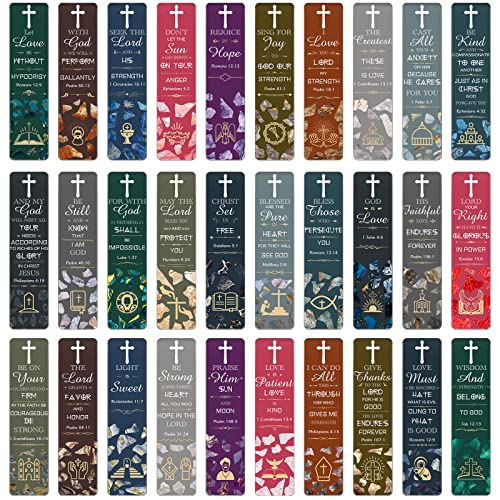 Epakh 30 Pcs Bible Verse Magnetic Christian Bookmarks Bulk 0.8x4.7in Inspirational Scripture Book Markers for Women Men Religious Motivational Magnet Page Clips Book Lovers Reading Gifts for Church