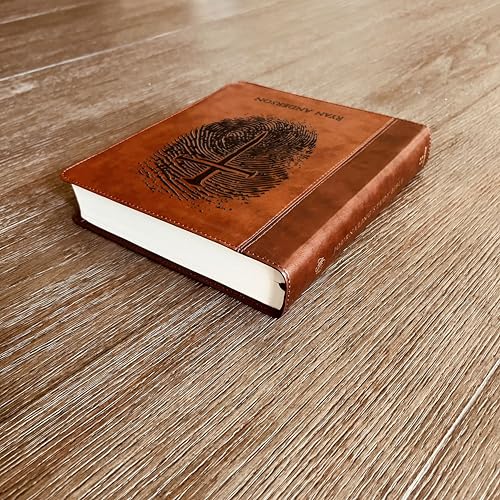 STARKENBURG COMPANY Personalized ESV Study Bible, Custom Engraved Fingerprint & Cross Bible with Name, ESV Wide Margin for Note Taking, Gift for Baptism