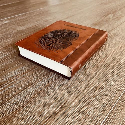 STARKENBURG COMPANY Personalized ESV Study Bible, Custom Engraved Fingerprint & Cross Bible with Name, ESV Wide Margin for Note Taking, Gift for Baptism