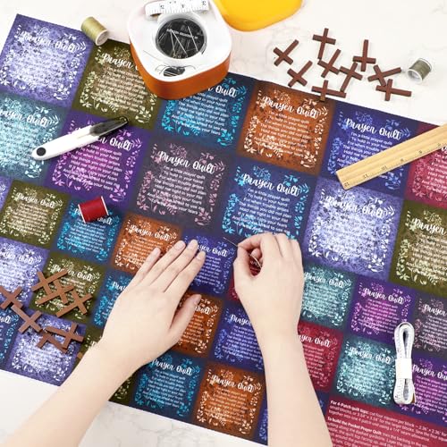 Fanfanwin 38 Sets Prayer Quilt Squares with Crosses, Retro, Brown - color: Brown, style: Retro