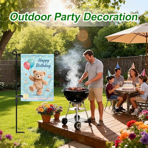 HOOSUN Garden Flag Stand,Premium Garden Flag Holder Pole Metal Powder-Coated Weather-Proof Paint with Graden Flag Clip and Spring Stoppers Without Flag Garden Decorations - color: Black