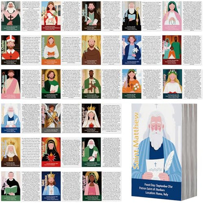 Motiskyy 120 Pcs Catholic Gift Catholic Prayer Card with Saint Stories - style: English Colorful Style