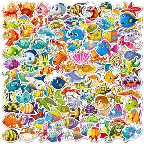 DothRayan Ocean Stickers, Sea Life Stickers for Kids Teens Boys Girls, 100Pcs Waterproof Ocean Animal Sticker for Water Bottle Laptop - color: Ocean Animal B