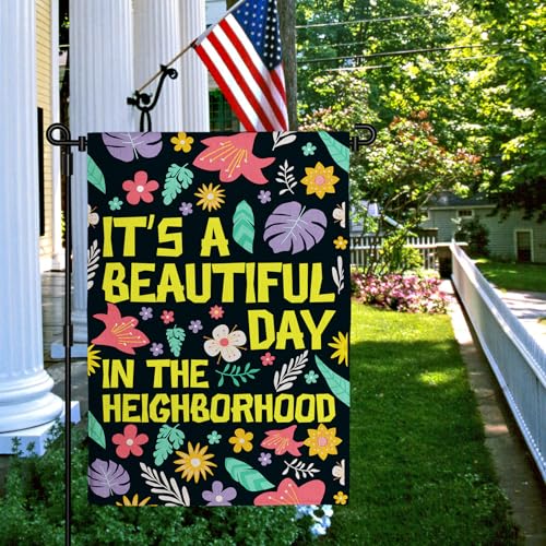 Beautiful Day Garden Flag Double Sided Retro Flower Farmhouse12x18in - color: Blue Beautiful Day