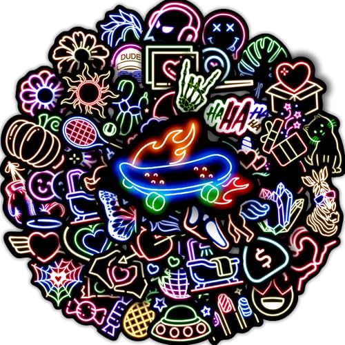 Funny Neon Water Bottle Stickers 50 Pcs - color: Non-luminescent-133kshr