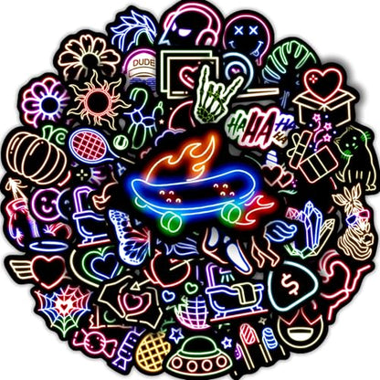 Funny Neon Water Bottle Stickers 50 Pcs - color: Non-luminescent-133kshr