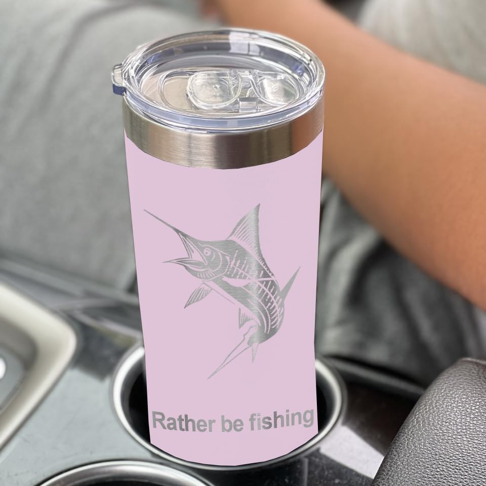 LaserGram Personalized 22oz Skinny Tumbler, Christian Cross (Light Purple) - color: Light Purple
