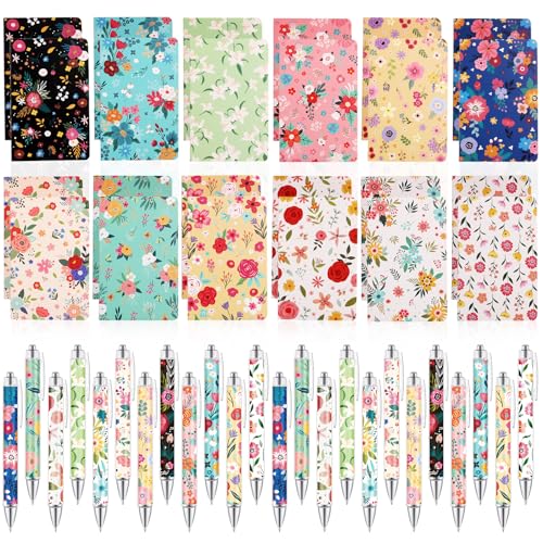 Maritown 48Pcs Bible Verse ballpoint Pens with Christian Notepads - style: Flowers