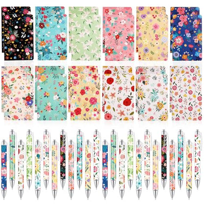 Maritown 48Pcs Bible Verse ballpoint Pens with Christian Notepads - style: Flowers