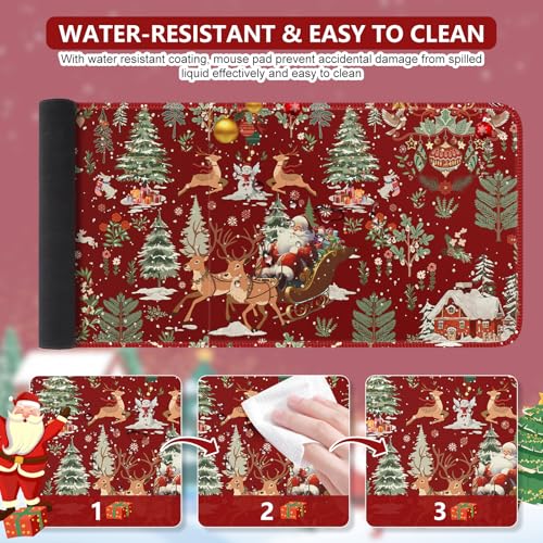 iCasso Christmas Desk Mat, Winter Forest Large Mouse Pad,Red - color: 1-a-red