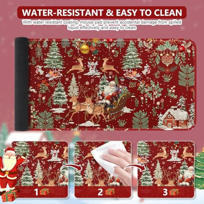 iCasso Christmas Desk Mat, Winter Forest Large Mouse Pad,Red - color: 1-a-red