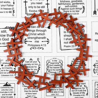 Fanfanwin 38 Sets Prayer Quilt Squares with Crosses, Cute, Brown - color: Brown, style: Cute