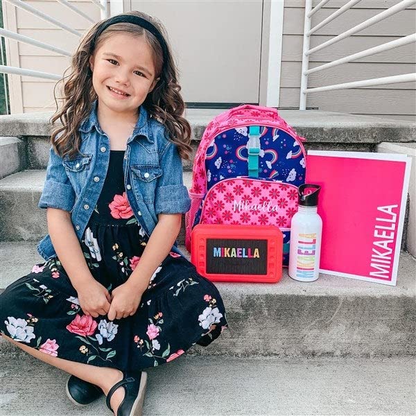 Personalization Universe and Stephen Joseph Personalized Kids Backpack - Rainbow Embroidered All Over Print, Custom Name, Adjustable Straps, Multiple Pockets, 12" x16, Girls Backpack - style: Rainbow