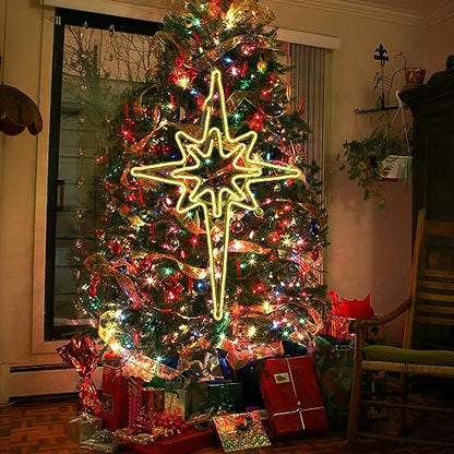 Large Star of Bethlehem Outdoor Lights, 25"x16.5", 408 Warm White LED, Christmas Decorations, Nativity Scene, Yard, Porch - size: Large 25" 408LED Warm white