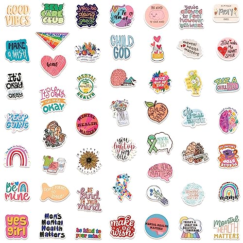 100pcs Mental Health Matters Sticker Pack.Waterproof Positive Quote Stickers for Water Bottles Laptop Notebook Phone Scrapbook,Vinyl Decals for Teens Adults Gifts - color: 100 - Mental Health