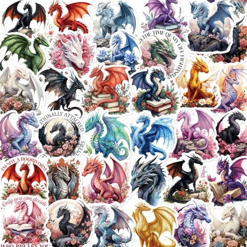 100Pcs Dragon Stickers Magic Realistic Pterosaur Reading Book Decal - color: 100pcs Dragon Stickers