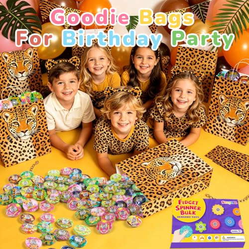 52 Pack Cheetah Fidget Spinners Bulk Party Favors Classroom Prizes - color: Tl-sa-3-animal