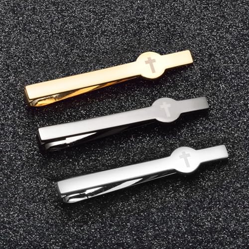 3Pcs Skinny Tie Clip Set Fancy Tie Clips For Men Unique - color: Cross 3 Colors Set