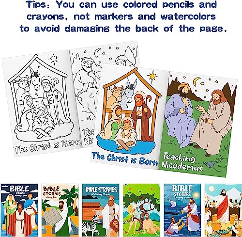 Haooryx Christian Bible Story DIY Coloring Book Mini Booklet Craft for Kids