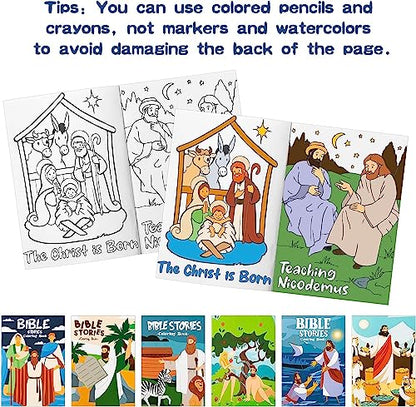 Haooryx Christian Bible Story DIY Coloring Book Mini Booklet Craft for Kids